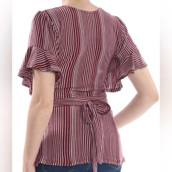 Free People Red Flutter Sleeve Wrap Blouse - Picture 2 of 10